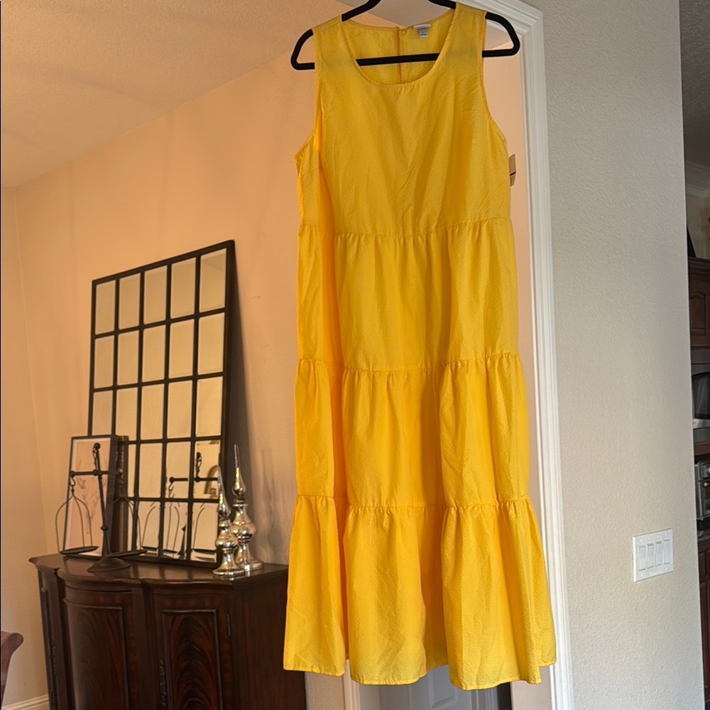 A New Day Yellow Halter Tiered Midi Sundress